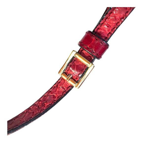 BURBERRY AUTH Luxurious Red Python Leather Shoulder/Clutch/or Crossbody Bag - Picture 12 of 17